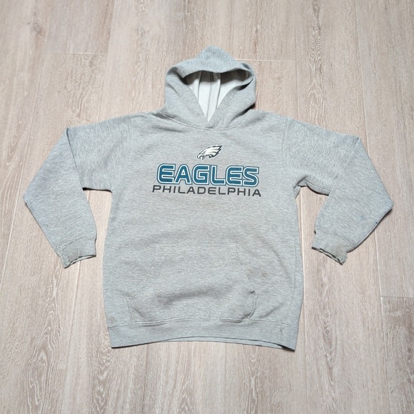NFL Team Apparel Other - NFL Team Apparel Philadelphia Eagles Hoodie‎ Kids L 14/16 Gray Distressed Soft